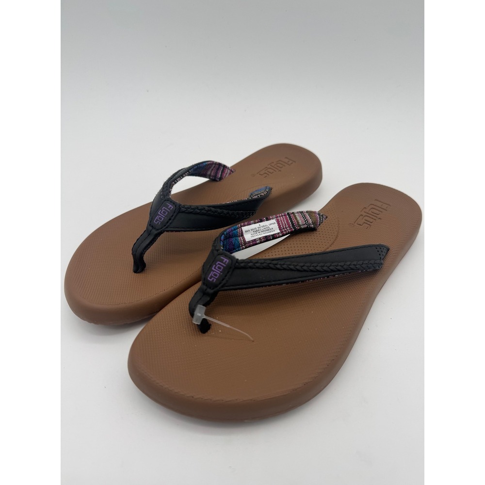 Flojos Flip Flops Black Women's Size 6 Comfort Sandals Casual Thong
